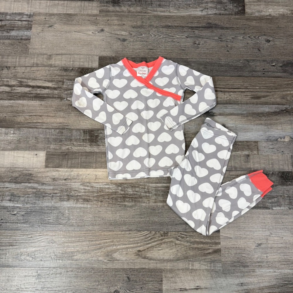 Hanna Andersson Kids' Size 5 Gray Heart Print Organic Cotton Pajama Set